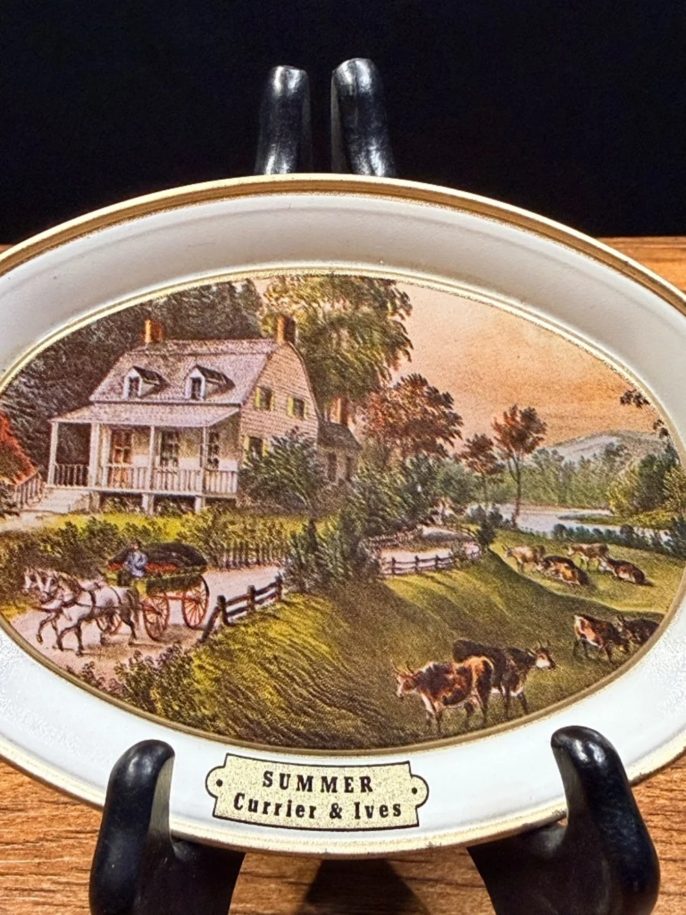 CURRIER AND IVES-1868 “The American Homestead” Metal Tray Set (Set of 4)